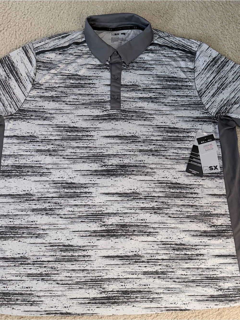 NWT Men’s Grey Performance Jersey Polo MSX Michael Strahan size 3XL big and tall